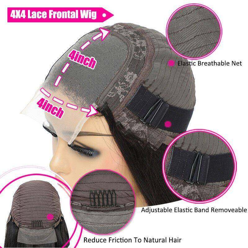 Glueless 4x4 Lace Closure Deep Wave 100% Wig