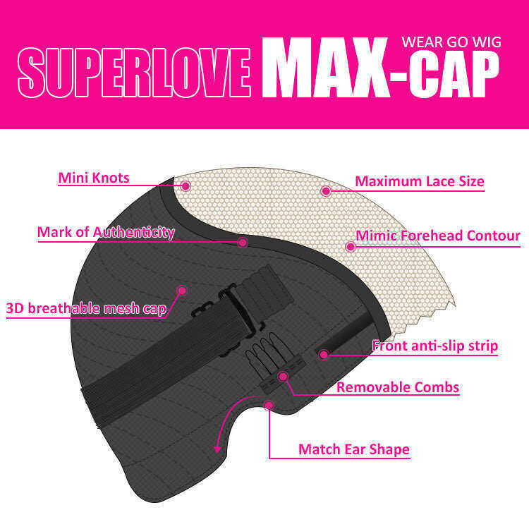 Glueless Max-cap Superlove Wear Go Pre-Cut 5X7 Straight Wig