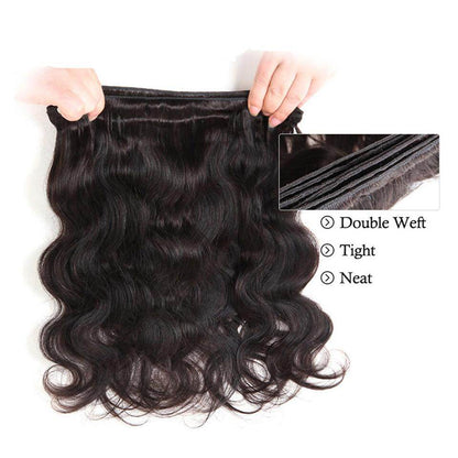 (B1) Body Wave Bundles Human Hair 3 Bundles Natural Black Color Virgin Weave Bundles Hair Extensions