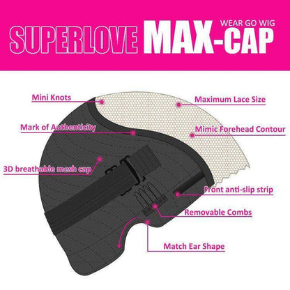 Glueless Max-cap Superlove Wear Go Pre-Cut 20 inch Deep Wave Human Hair Wig
